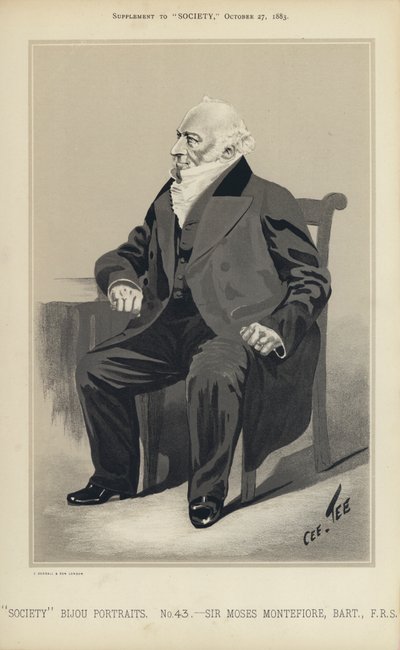 Sir Moses Montefiore (färglitografi) av English School