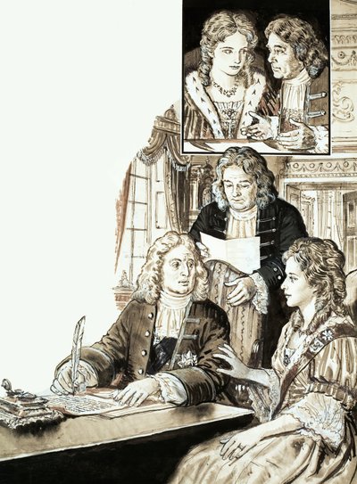 Sir Robert Walpole och kung George II av English School