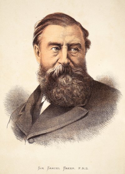 Sir Samuel Baker, illustration från The Pictorial Edition av David Livingstones liv och upptäckter av J. Ewing Richie, pub. av A. Fullarton & Co., 1876 av English School