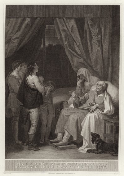 Sir T Windham förmanar sina söner att bevara sin lojalitet mot kungen av English School