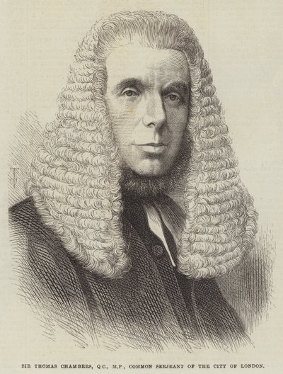 Sir Thomas Chambers, QC, MP, sergeant i staden London (gravyr) av English School