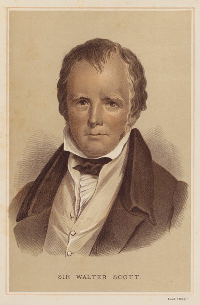 Sir Walter Scott (lito i färg) av English School