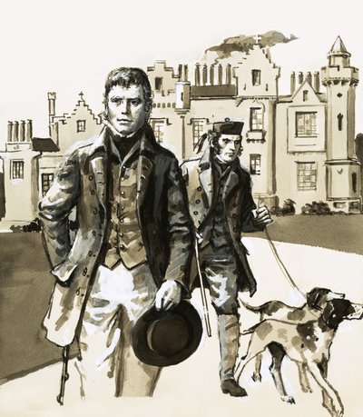 Sir Walter Scott promenerar med Tom Purdie av English School