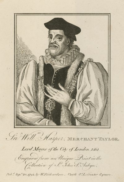 Sir William Harper, köpman Taylor, borgmästare i London av English School