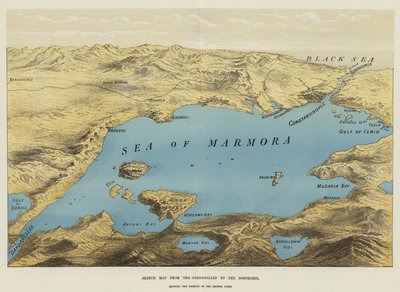 Skiss över kartan från Dardanellerna till Bosporen (chromolitho) av English School