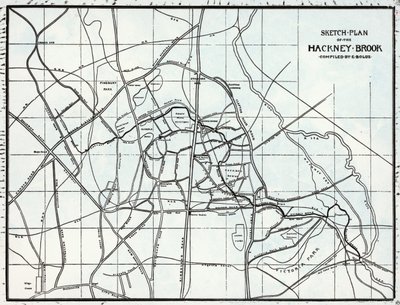 Sketch Plan of the Hackney Brook, sammanställd av E. Bolus av English School