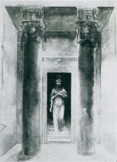 Skiss av Moina Mathers (1865-1928) i rollen som översteprästinnan Anari, som arbetar med Rites of Isis, Paris, 1899 av English School