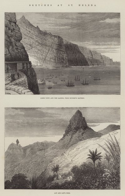 Skisser på St Helena (gravyr) av English School
