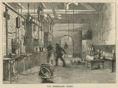Skisser på Royal Mint, Tower Hill; glödgningsrummet av English School