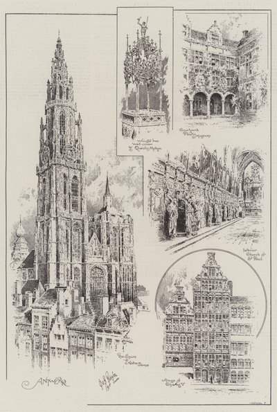 Skisser av Antwerpen (gravyr) av English School