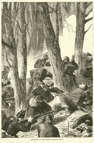 skärmytsling i skogen före Metz, september 1870 av English School