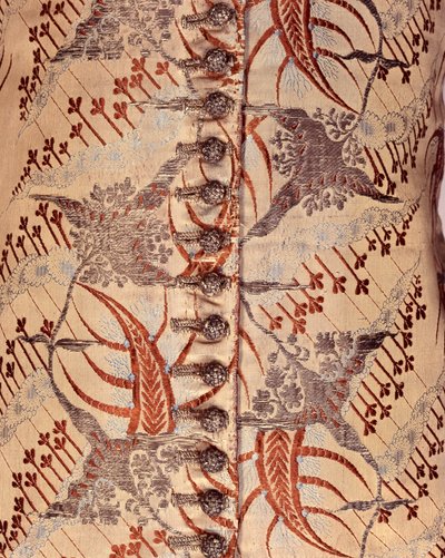 Väst med ärmar, ca 1705-15 (silke och brokad) av English School