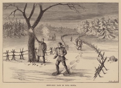 Snöskotävling i Nova Scotia (gravyr) av English School