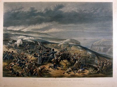 Soldater vid slaget vid Inkerman under Krimkriget, 5 november 1854, 1855 av English School