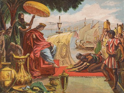 Salomo i sin prakt (färglitografi) av English School