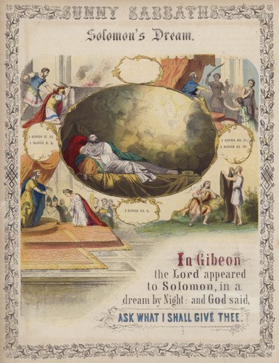Salomos dröm (färgad gravyr) av English School