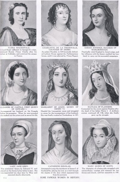 Some Famous Women in History, illustration från Hutchinsons History of the Nations, c.1910 av English School