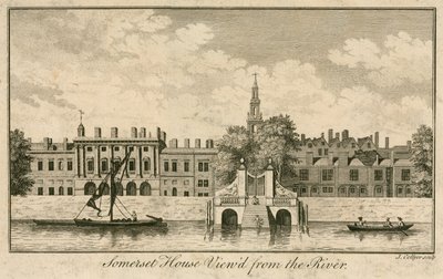 Somerset House, The Strand, London, sett från Themsen av English School
