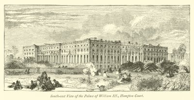 Sydostvy av palatset William III, Hampton Court av English School