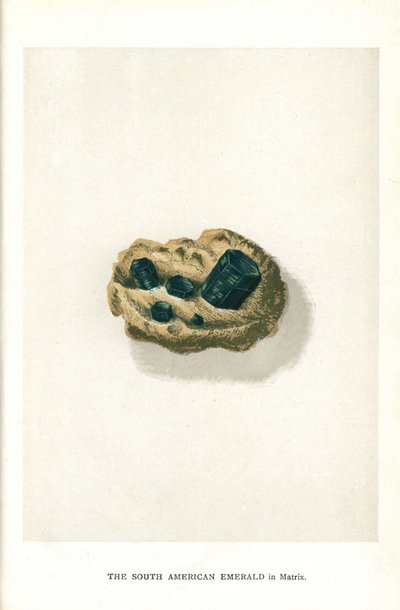 Sydamerikansk smaragd i matris, från Edwin Streeters "Precious Stones and Gems", London, George Bell & Sons av English School