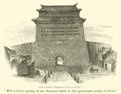 Södra porten till den kejserliga staden i Peking (gravyr) av English School