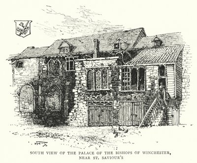 Södervy av Palace of the Bishops of Winchester, nära St Saviour
