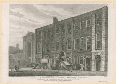 South View av den tidigare Theatre Royal i Portugal Street, Lincolns Inn Fields av English School