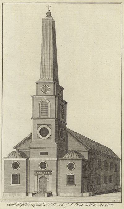 South West View av Parish Church of St Luke i Old Street, London av English School