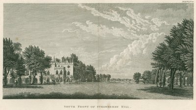 Södra framsidan av Strawberry Hill, Twickenham, London av English School