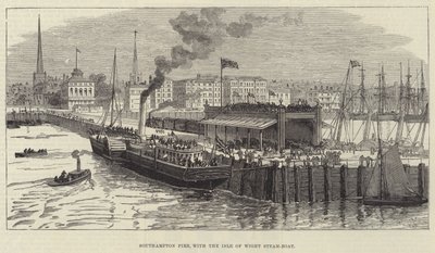 Southampton Pier, med Isle of Wight Steam-Boat (gravyr) av English School