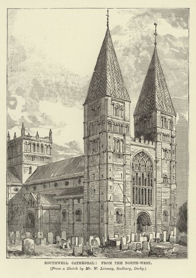 Southwell Cathedral, från nordväst av English School