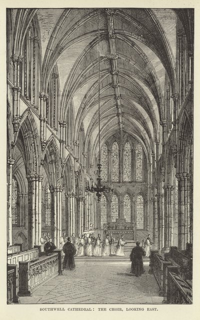 Southwell Cathedral, kören, tittar österut av English School