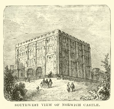 Sydväst utsikt över Norwich Castle av English School