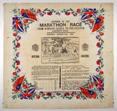 Souvenir of the Marathon Race från Windsor Castle till Stadium, Shepherds Bush, 1908 av English School