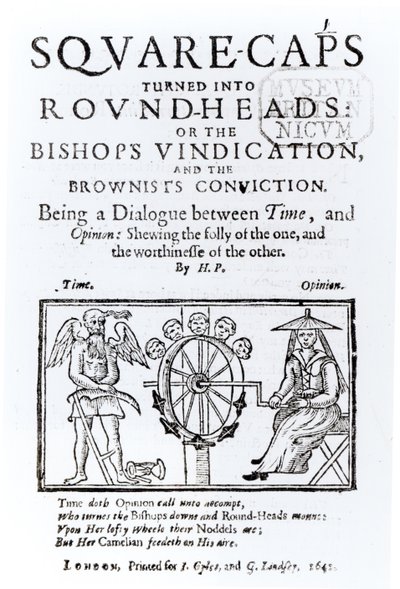 Square-Caps förvandlades till Round Heads, 1642 av English School