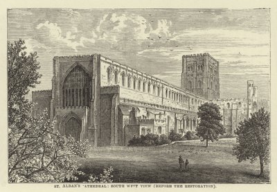St Albans Cathedral, sydvästlig vy, före restaureringen av English School