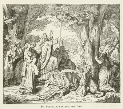St Bonifatius fäller eken av English School