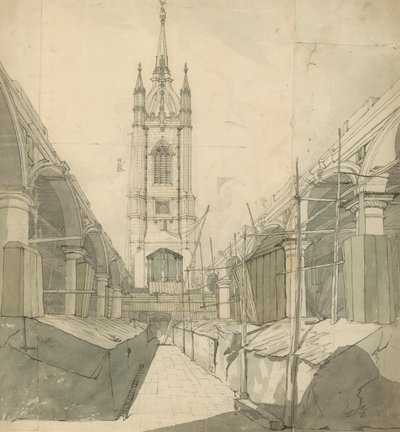 St Dunstan-in-the-East, London (wc på papper) av English School