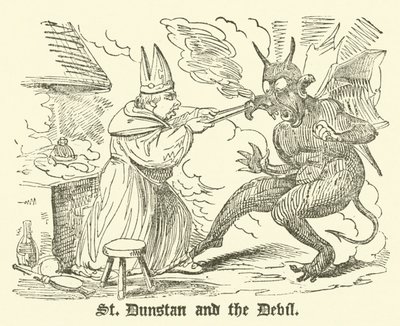 St Dunstan och djävulen (gravyr) av English School