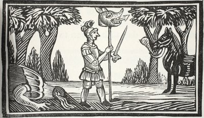 St George med drakhuvudet, illustration från Chap-books of the artonde århundradet av John Ashton, pub. 1882 av English School