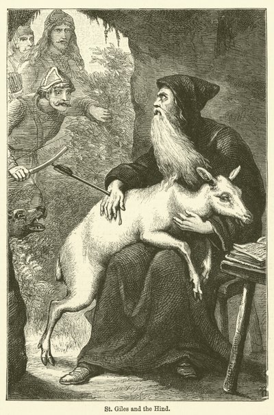 St Giles och hinden (gravyr) av English School