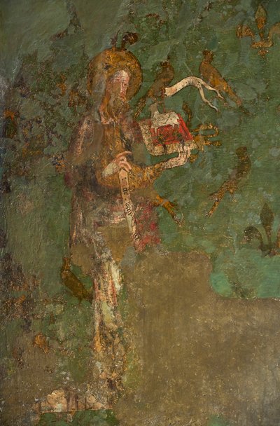 St John the Baptist, detalj av väggmålningen i Byward Tower av English School