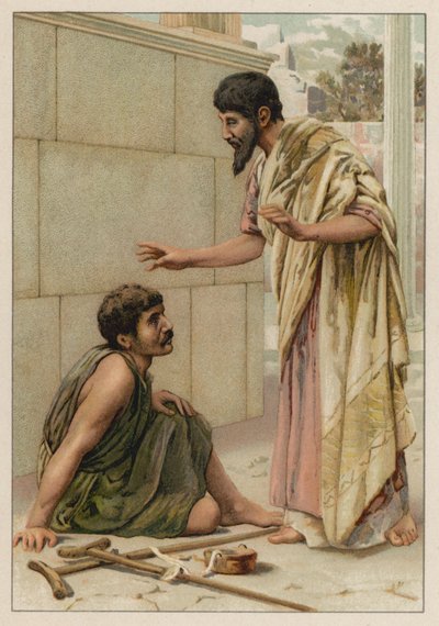 Paulus och krymplingen (chromolitho) av English School