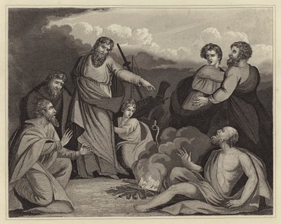 St Paul skakar huggormen ur sin hand (gravyr) av English School