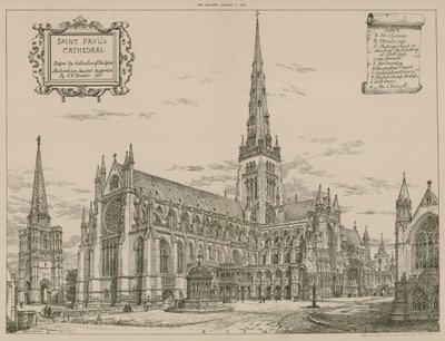 St Pauls Cathedral, London, innan spiran förstördes av English School