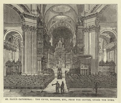 St Pauls Cathedral, kören, Reredos, etc, från centrum, under kupolen av English School