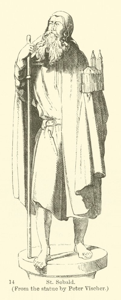 St Sebald, från statyn av Peter Vischer (gravyr) av English School