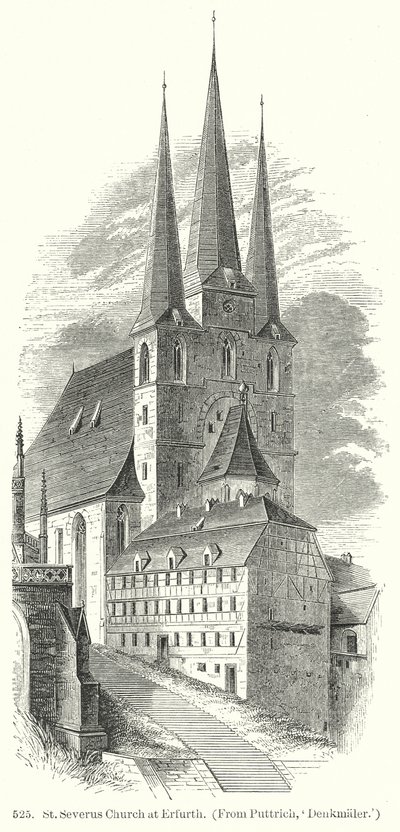 St Severus-kyrkan i Erfurth (gravyr) av English School