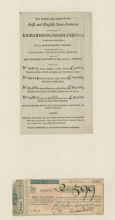 Statens lotteri, 1812 av English School