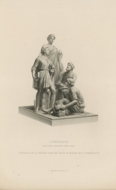 Staty som föreställer Commerce som pryder Albert Memorial av English School
